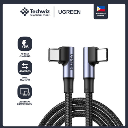 UGREEN Right Angle USB-C Cable 2m (Space Gray) - PH