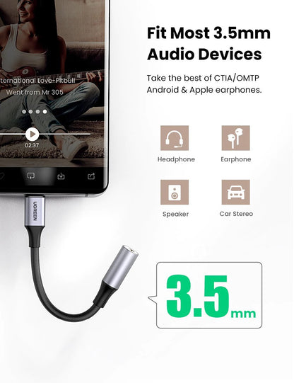 UGREEN USB C to 3.5mm Headphone Adapter for Android