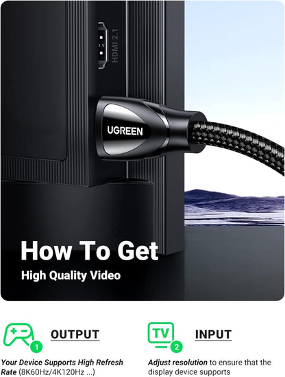 UGREEN 8K 3D 48Gbps HDR Ultra HD Braided HDMI 2.1 Cable