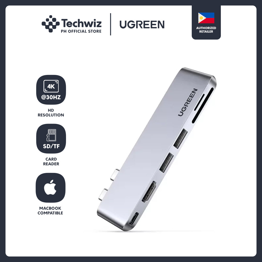 UGREEN 2xUSB-C to 3xUSB3.0-A+SD+TF+PD Multifunction Adapter for Macbook Thunderbolt 3