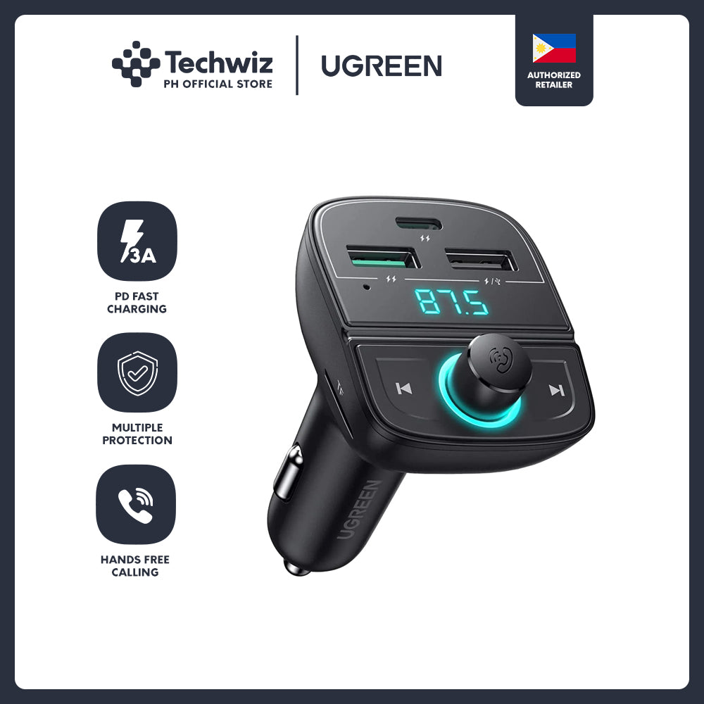 UGREEN Bluetooth Car Charger (5.0 + PD + QC3.0 + USB Flash Drive + TF)