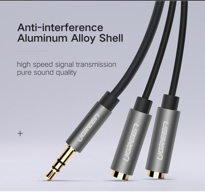 UGREEN 3.5mm AUX Stereo Audio Splitter Cable for Headphones, Earphones or Speakers