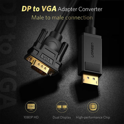 UGREEN 1.5M DP Displayport Male to VGA Male Cable for Projector Monitor TV