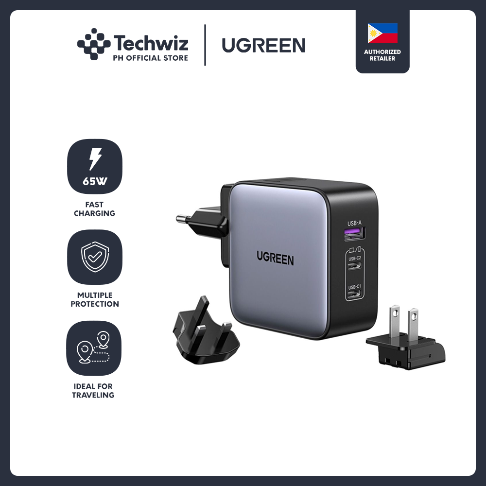 UGREEN Nexode 65W GaN Charger for Travel - Interchangeable Plugs