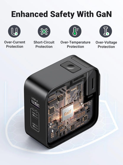 UGREEN Nexode 65W GaN Charger for Travel - Interchangeable Plugs