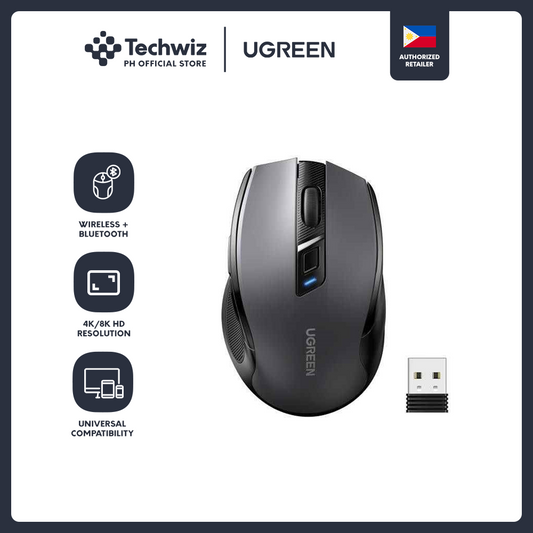 UGREEN Ergonomic Wireless Mouse Bluetooth and 2.40G 4000DPI Silent Click