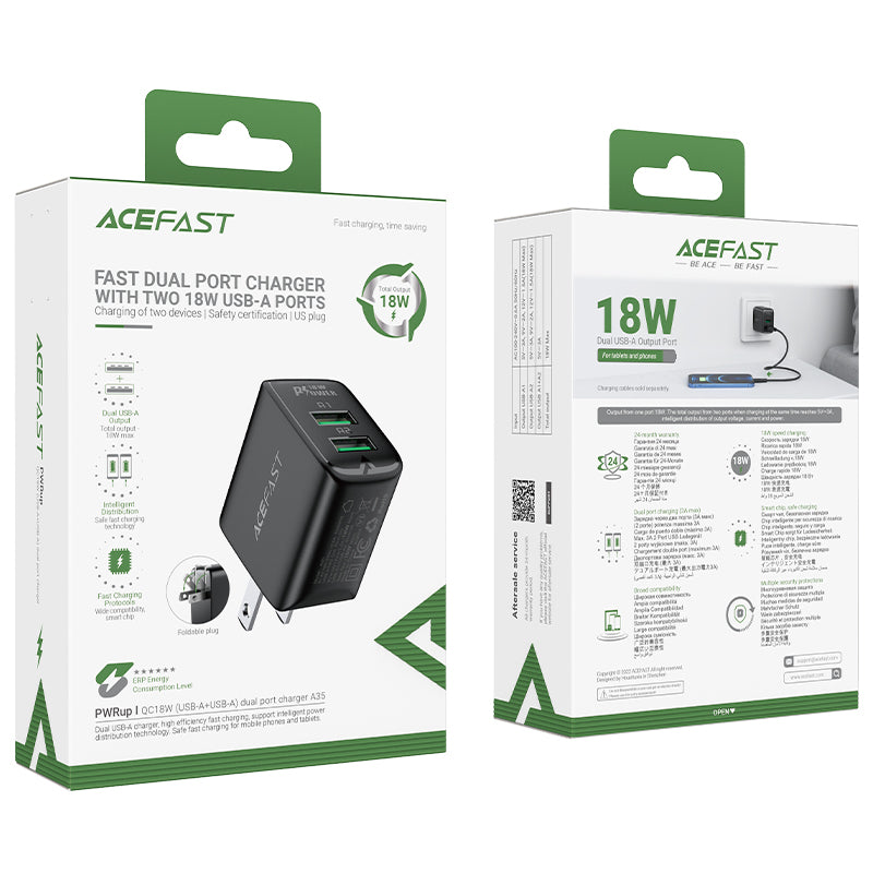 ACEFAST Fast Charge Wall Charger A35 QC18W (2xUSB-A) US