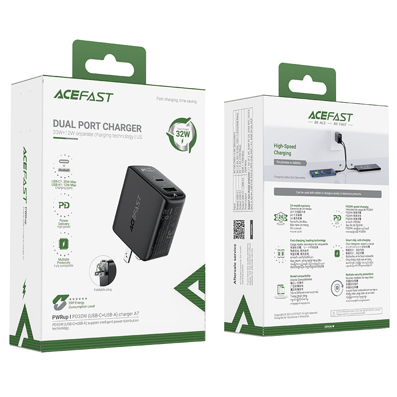 ACEFAST A7 PD32W(USB-C+USB-A) Dual Port Charger