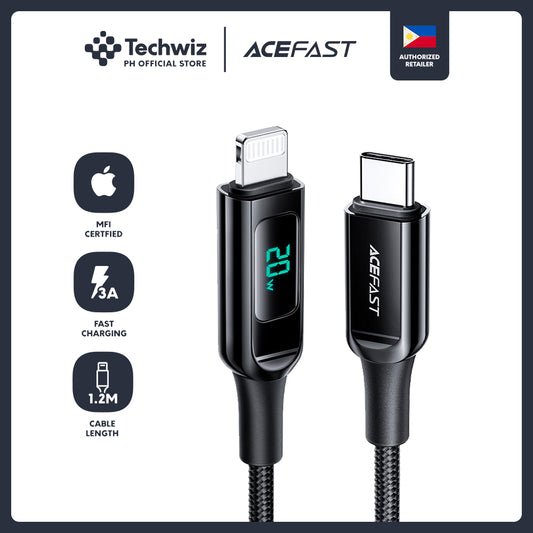 ACEFAST C6-01 USB-C to Lightning Zinc Alloy Digital Display Braided Charging Data Cable