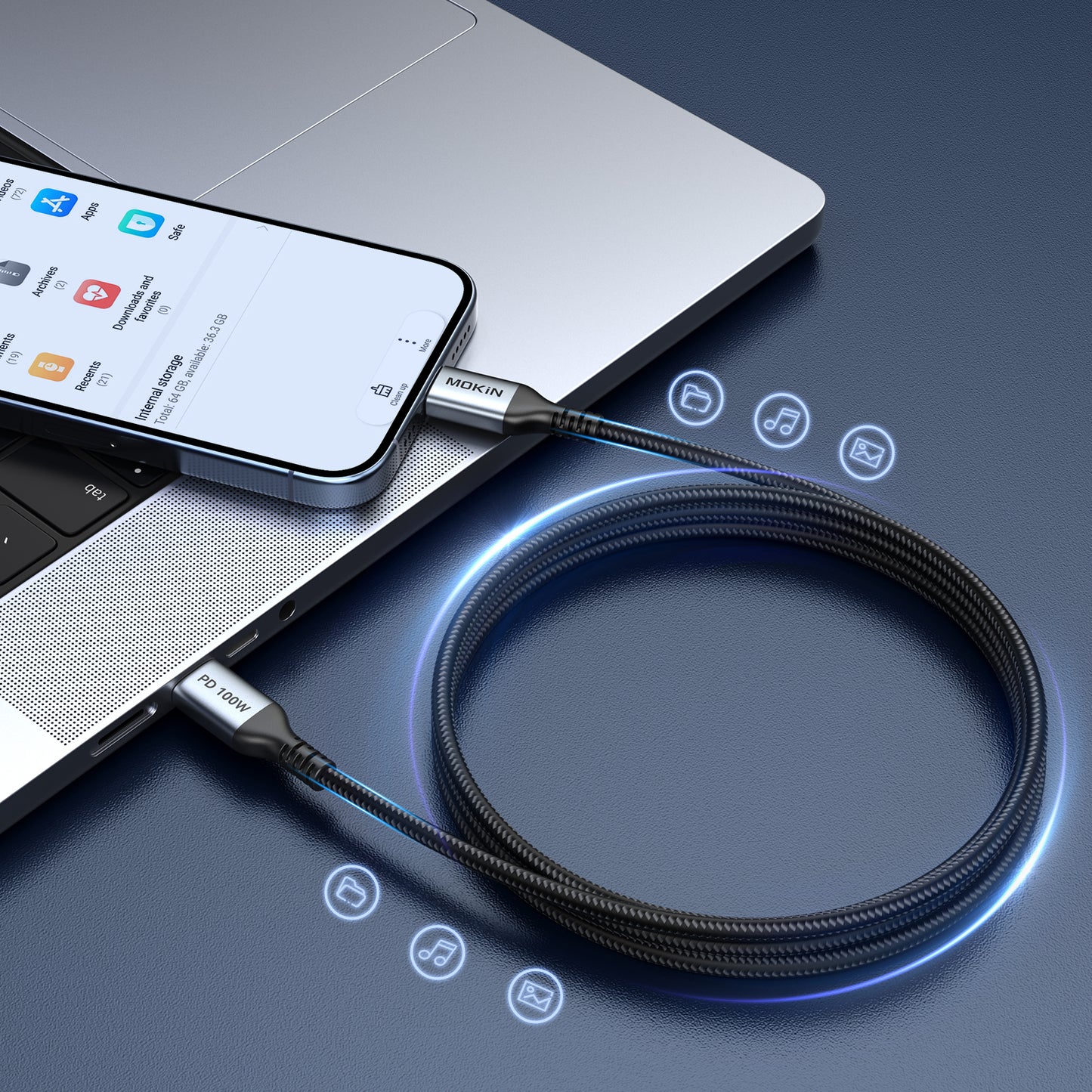 MOKiN PD100w USB C 2.0 1.2M Braided Cable - PH