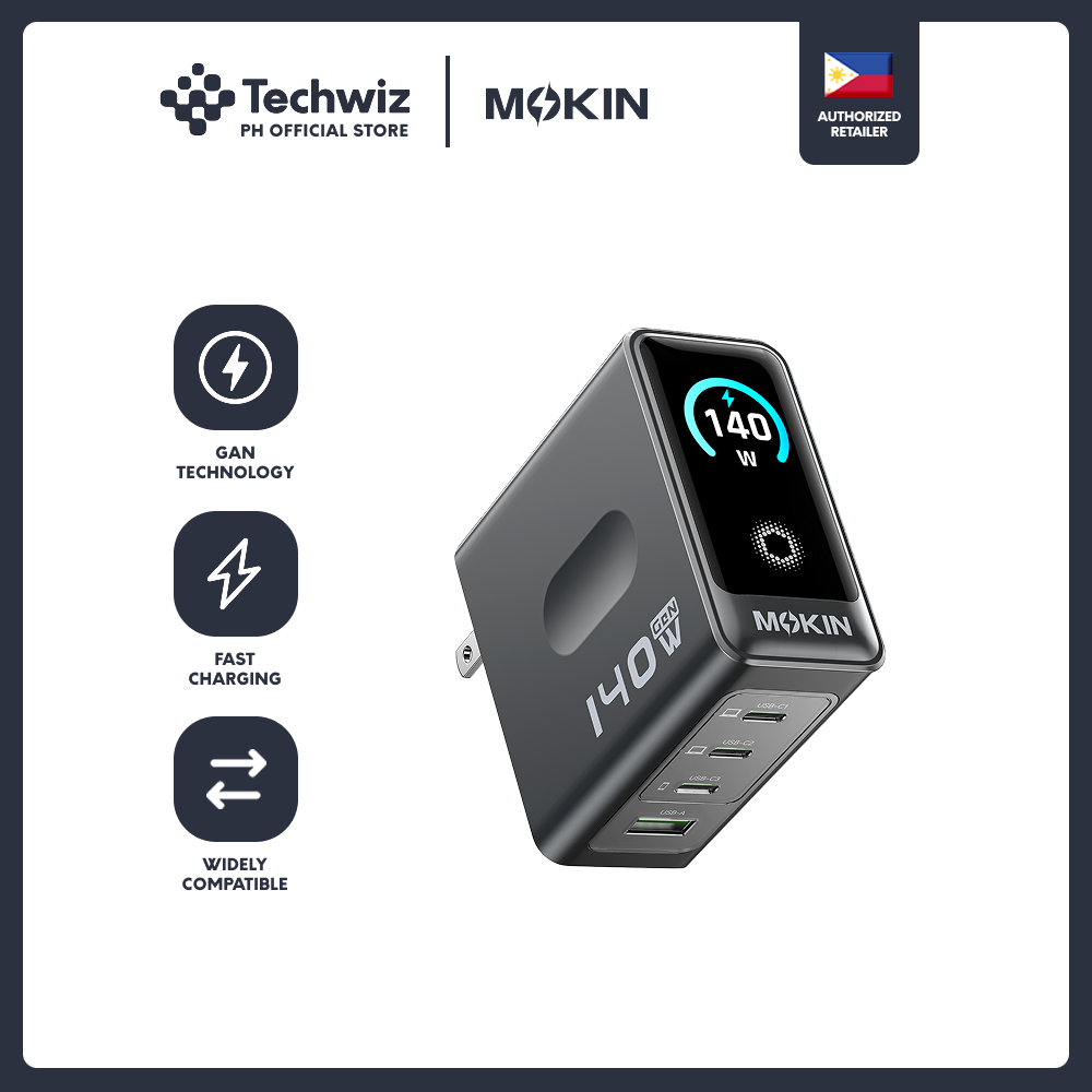 MOKiN 140W Laptop Charger(4-Port,PD3.1) with Smart Display - PH