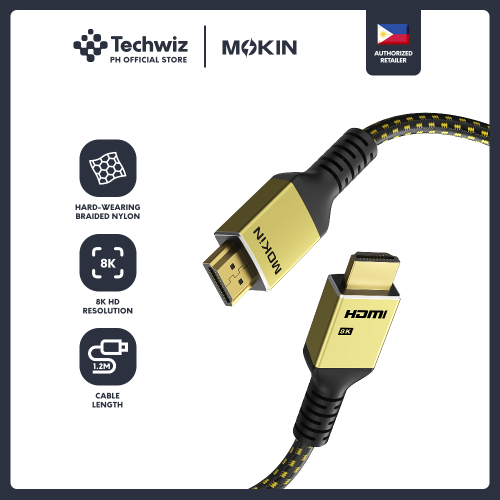 MOKiN 8K HDMI Male to Male Braided Cable Aluminum Connector 1.2M/2M/3M - PH
