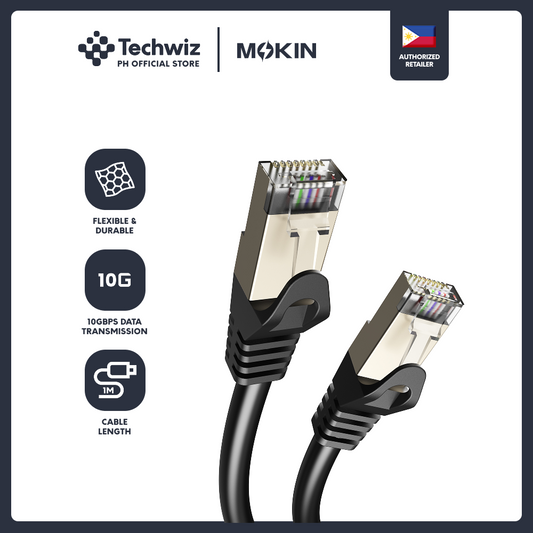 MOKiN LAN RJ45 CAT6A F/UTP PVC Round Copper Cable 10Gbps High Speed Transmission 1M/3M/10M (Black) - PH