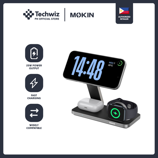 MOKiN 3-in-1 Foldable Wireless Charger (Black/White)