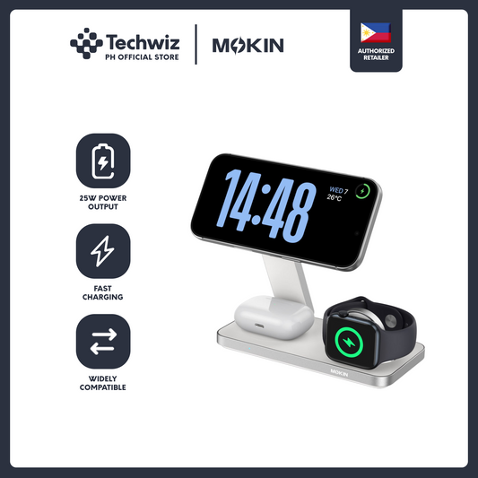 MOKiN 3-in-1 Foldable Wireless Charger (Black/White)