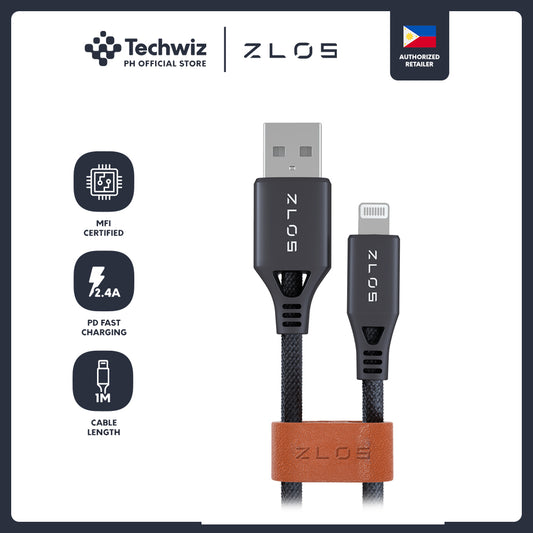ZLOS MFi USB-A to Lightning Cable 2.4A QC Fast Charging Nylon Braided 1M - PH