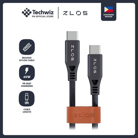 ZLOS 60W USB-C to USB-C Data Cable Nylon Braided PD 3.0 Fast Charging Cable 1M - PH