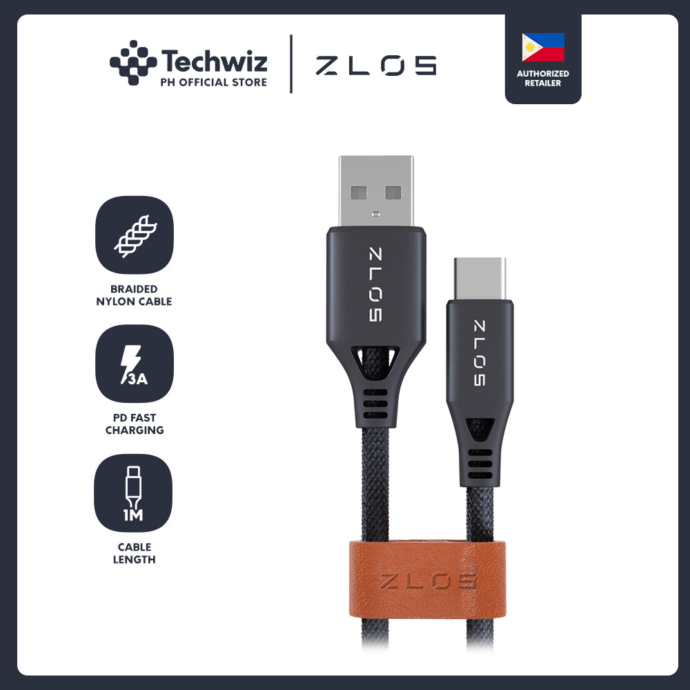 ZLOS USB 3.0 to USB-C 3A Fast Charging Data Cable Nylon Braided PD 1M - PH