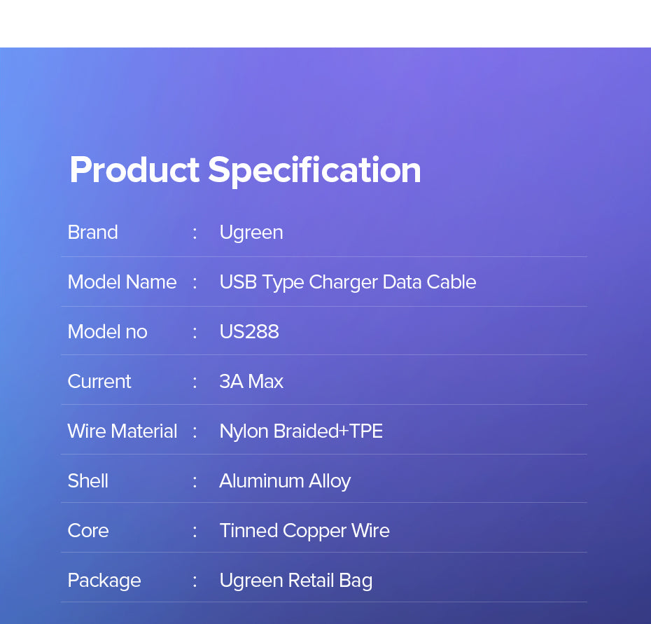 [Techwiz] UGREEN USB to USB-C 3A Fast Charging Data Cable - PH
