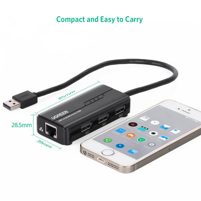 UGREEN 4 Port USB 2.0 Hub with 10/100Mbps RJ45 Ethernet Network Adapter / USB 3.0 Hub with Gigabit Ethernet Adapter