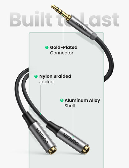 UGREEN 3.5mm AUX Stereo Audio Splitter Cable for Headphones, Earphones or Speakers