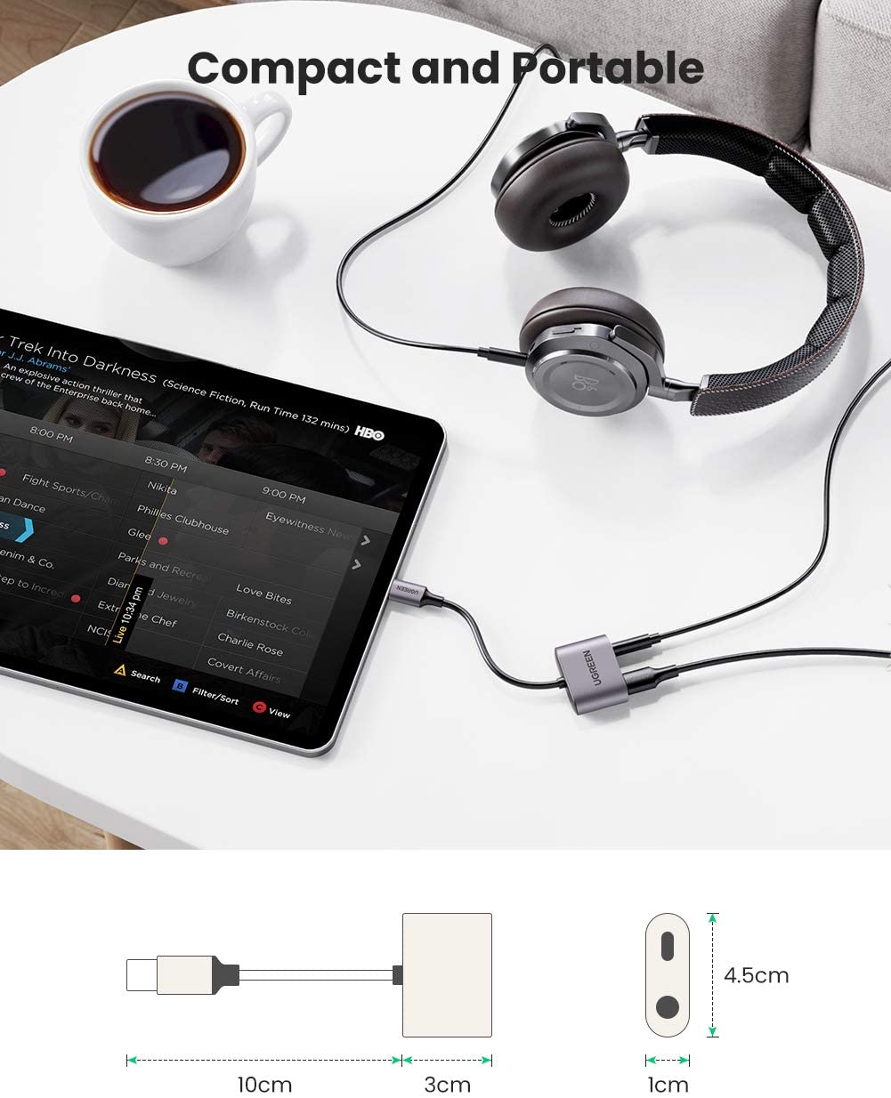UGREEN USB-C Male To 3.5mm Audio + Type C Female Adapter With Chip