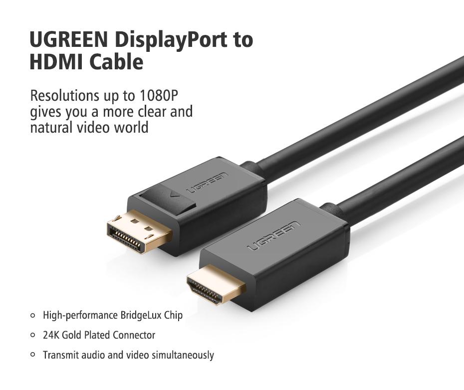 UGREEN 4K DP DisplayPort (Source) HDMI (Display) Cable - PH
