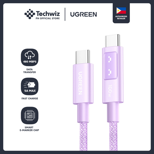 [Techwiz] UGREEN Smart Display Data Cable PD Type C To Type C Fast Charging 100w Uno Series - PH