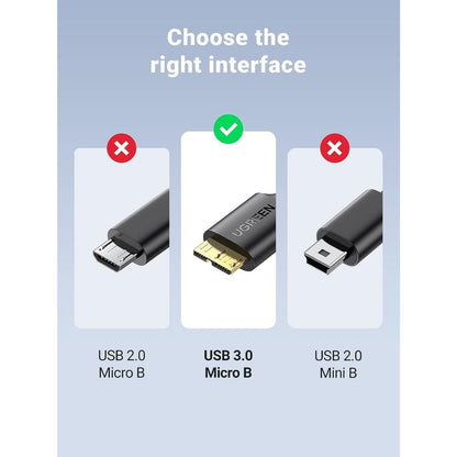 [Techwiz] UGREEN USB 3.0 A Male to Micro USB 3.0 Male Cable 1m (Black) - PH